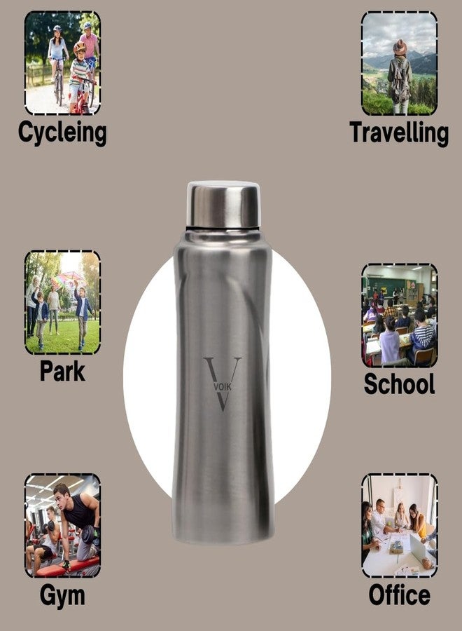 VOIK Kiddo Screw Silver Matt Water Bottles 500ml | Easy Grip Stainless Bottles | Steel Bottle For Office, Gym, Kids Used | Leak Proof & BPA Free - Image 5